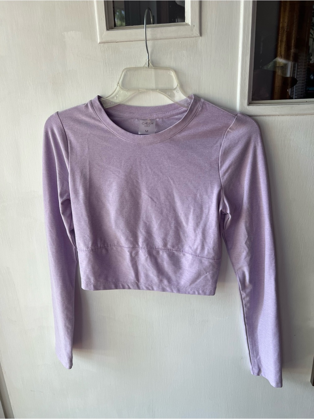 Calia Lavender Long Sleeve Crop Top with open back size Medium
